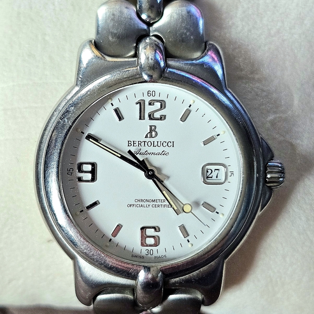 Automatic Stainless Steel Watch - White Dial